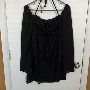 Long sleeve black dress over the neck tie with adjustable bodice size medium